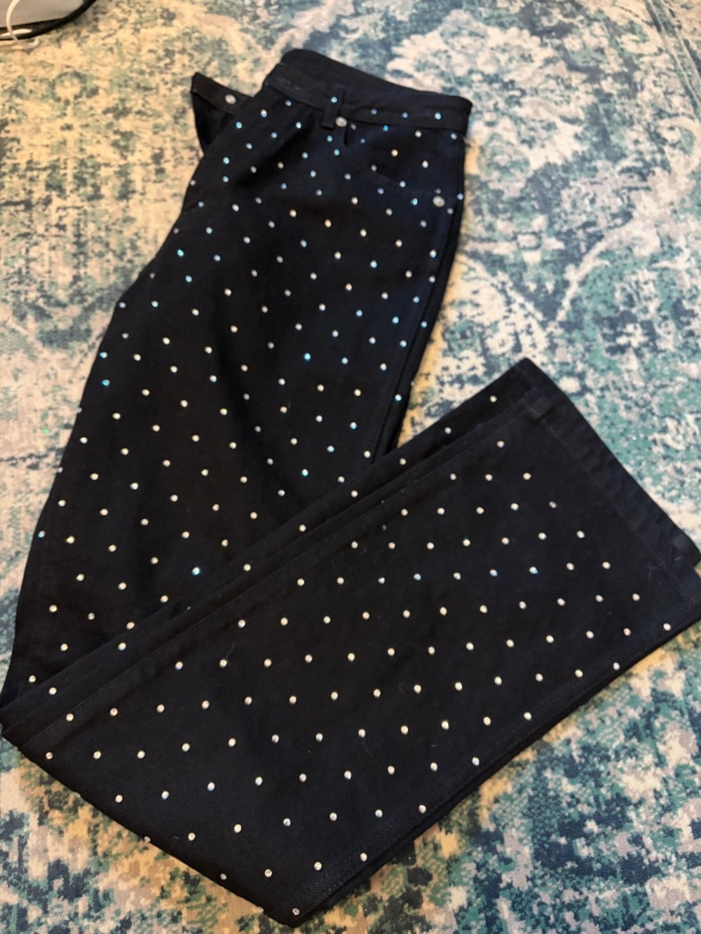 Black Rhinestone Embellished Jeans - Picture 2 of 6